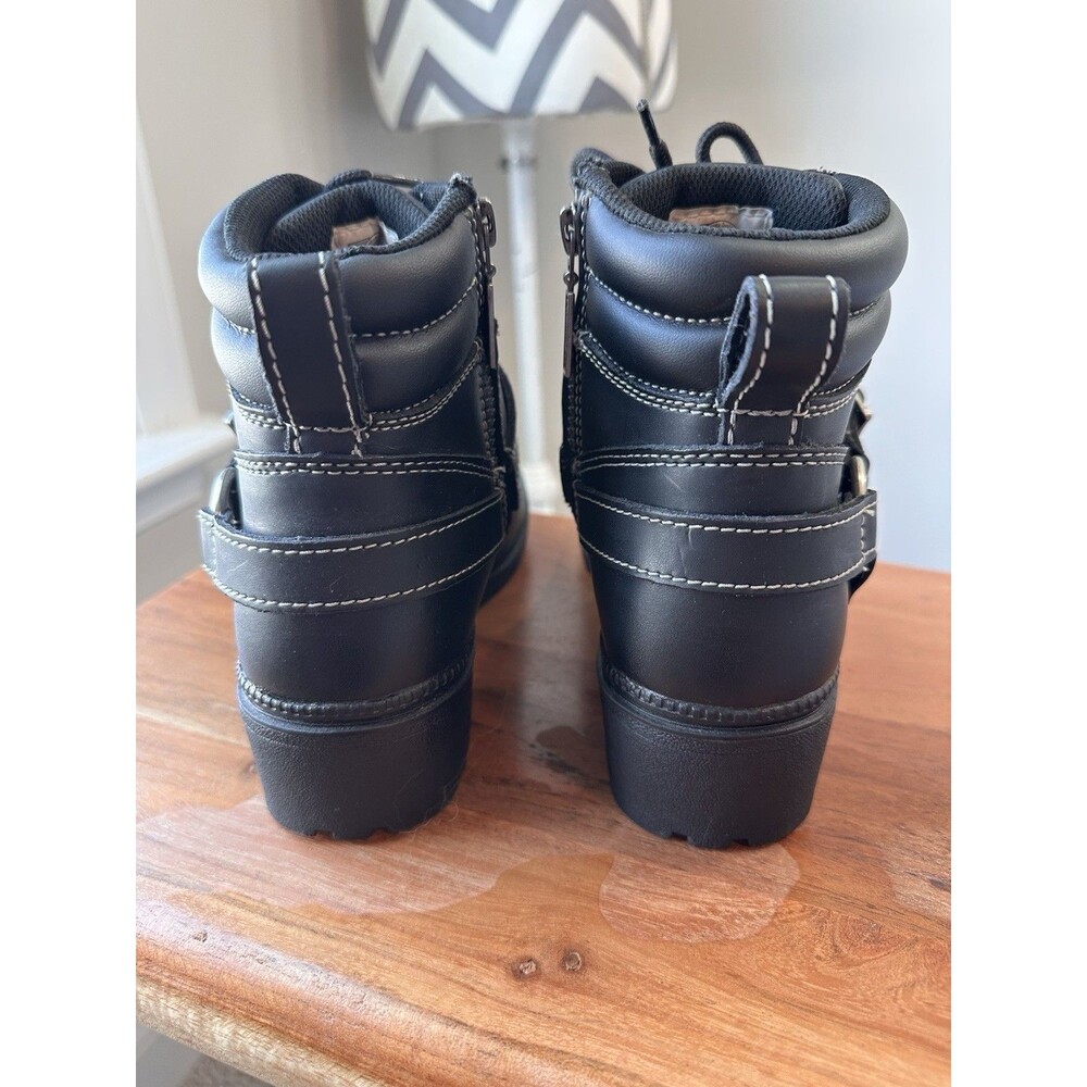 Milwaukee Motorcycle Co Paragon Black Leather Harness Boots Women's Size 7 - Picture 5 of 8